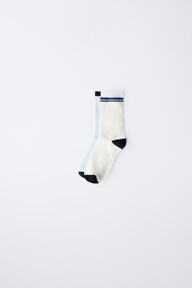 4-14 AÑOS/ PACK DOS CALCETINES LOGO Y RAYAS - Azul de Zara