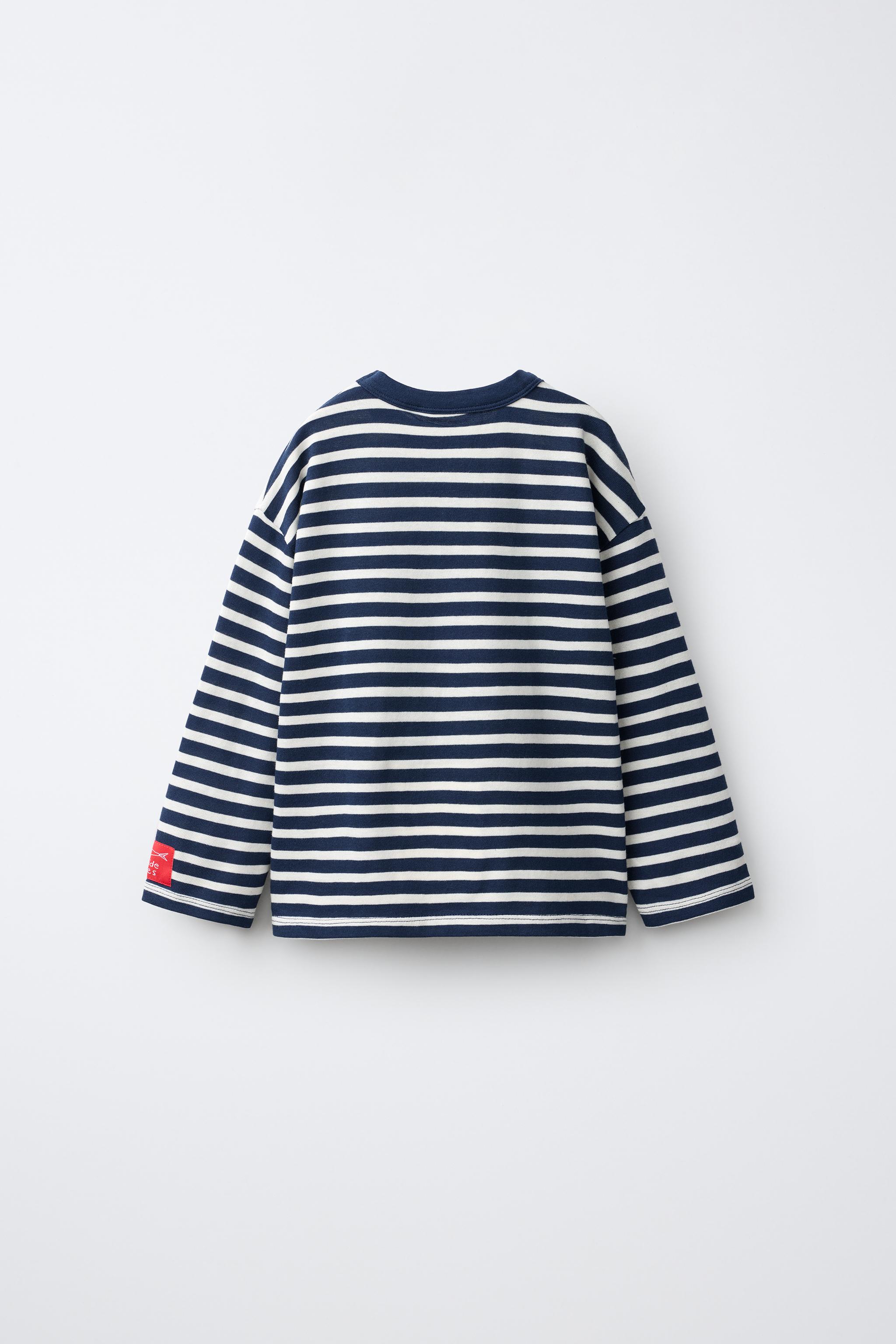 Детские футболки Zara SARDINE STRIPED T-SHIRT — фото 3