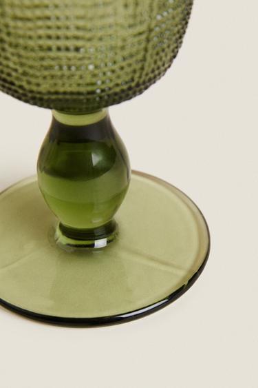 RAISED DESIGN WINE GLASS - Green by Zara - Image 5