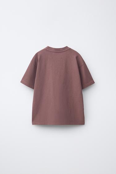 ENSEMBLE T-SHIRT ET BERMUDA UNI TEINT SUR PIÈCE - Grenat clair de Zara - Image 2
