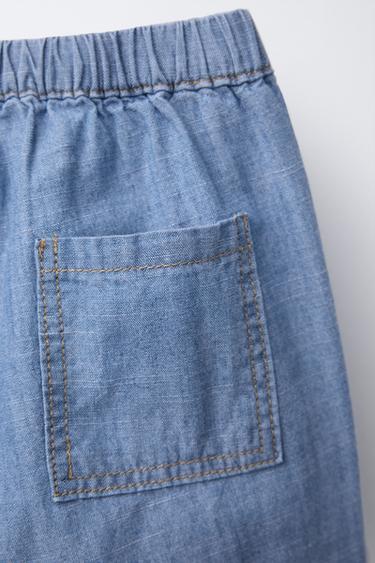 FLOWING DENIM-EFFECT TROUSERS - Mid-blue by Zara - Image 3