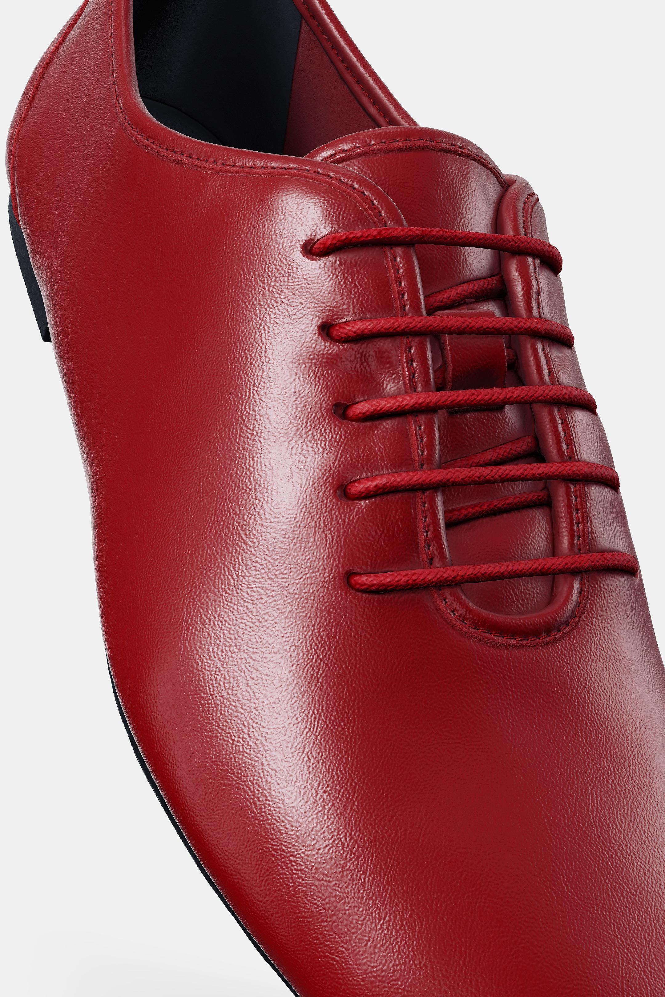 LEATHER LACE-UP FLAT SHOES - Red by Zara