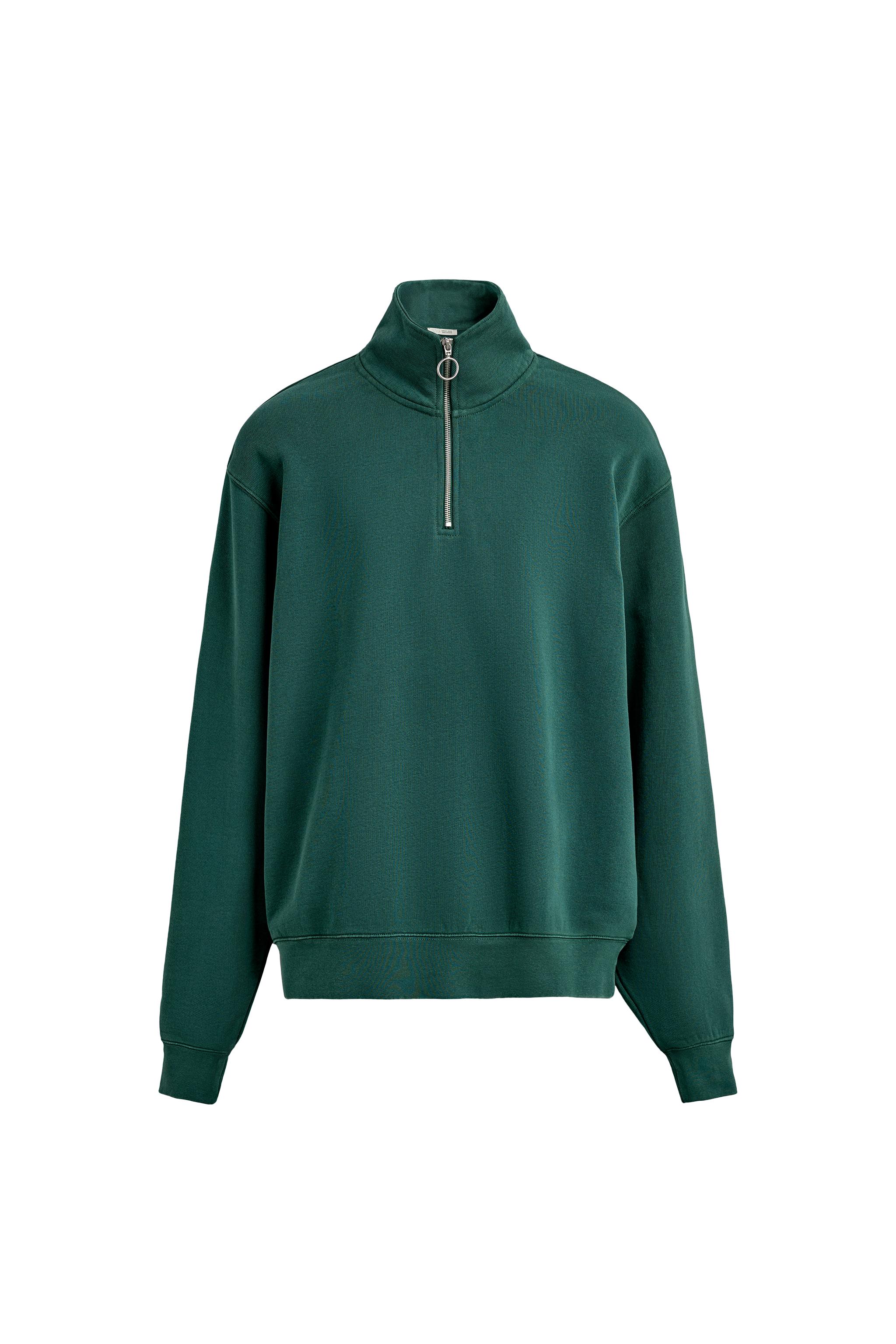 BASIC QUARTER-ZIP SWEATSHIRT - Bottle green | ZARA South Africa