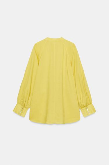 ZW COLLECTION FLOWING SHIRT WITH RAMIE - Yellow by Zara - Image 7