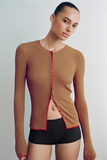 CHAQUETA VIVO CONTRASTE - Marrón de Zara