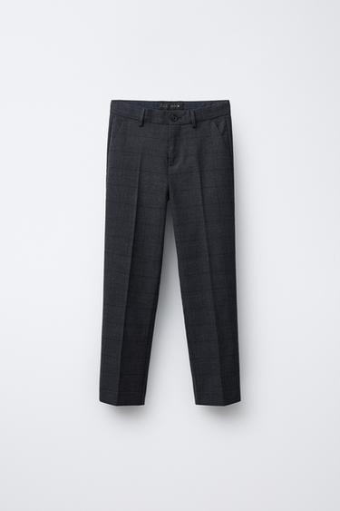 Zara PLAID SUIT PANTS - Blue / Gray