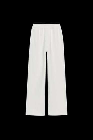 WIDE-LEG PLUSH TROUSERS - Ecru by Zara