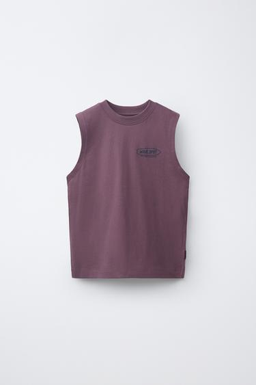 ENSEMBLE JOGGING T-SHIRT ET BERMUDA À INSCRIPTION - mauve cassé de Zara - Image 1