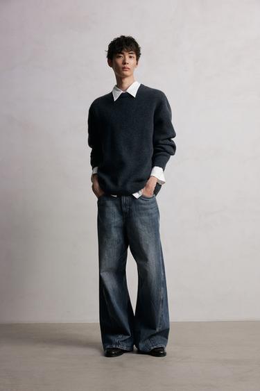 Zara 紋理方版剪裁針織衫 - 夜藍色