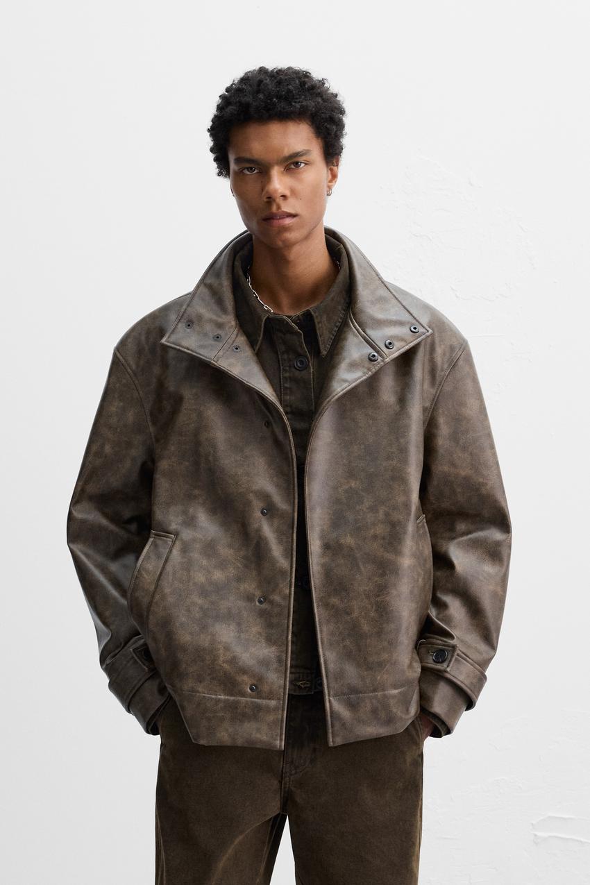 フェイクレザー ジャケット LIMITED EDITION - ブラウン | ZARA Japan 