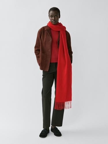 Écharpe à franges 100 % cachemire - Rouge de Zara