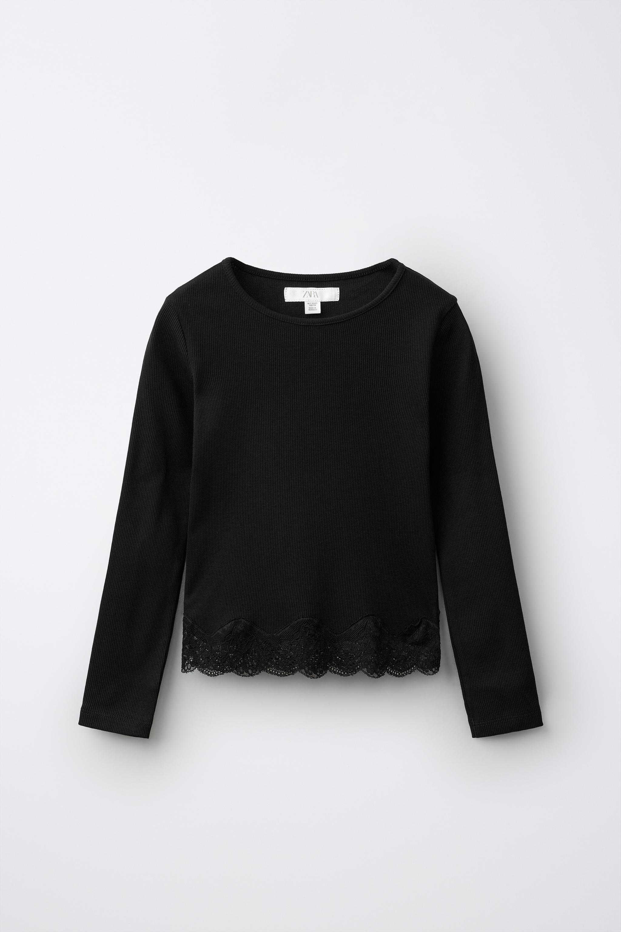 RIB LACE T-SHIRT - Black | ZARA United States