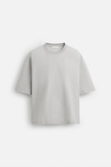 RELAXED FIT TECHNICAL T-SHIRT - Pearl grey by Zara - Image 6