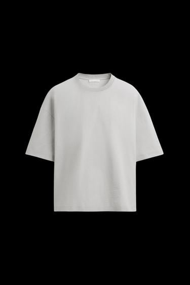 Zara RELAXED FIT TECHNICAL T-SHIRT - Pearl gray - Image 0