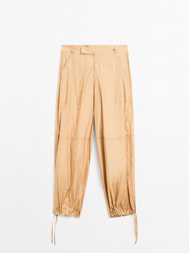 Zara Lightweight trousers with strap details - Studio - Tobacco Brown