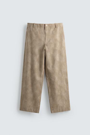 RELAXED FIT JACQUARD CHINO TROUSERS - camel by Zara