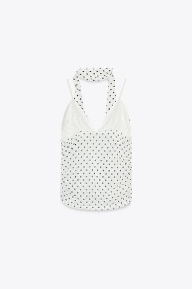 TOP FOULARD À POIS - Noir / Blanc de Zara - Image 6