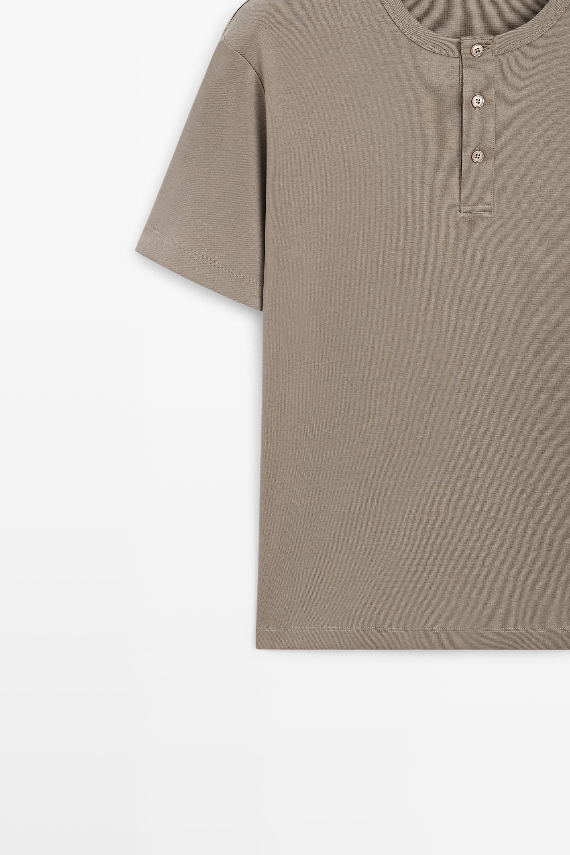 100% cotton henley T-shirt