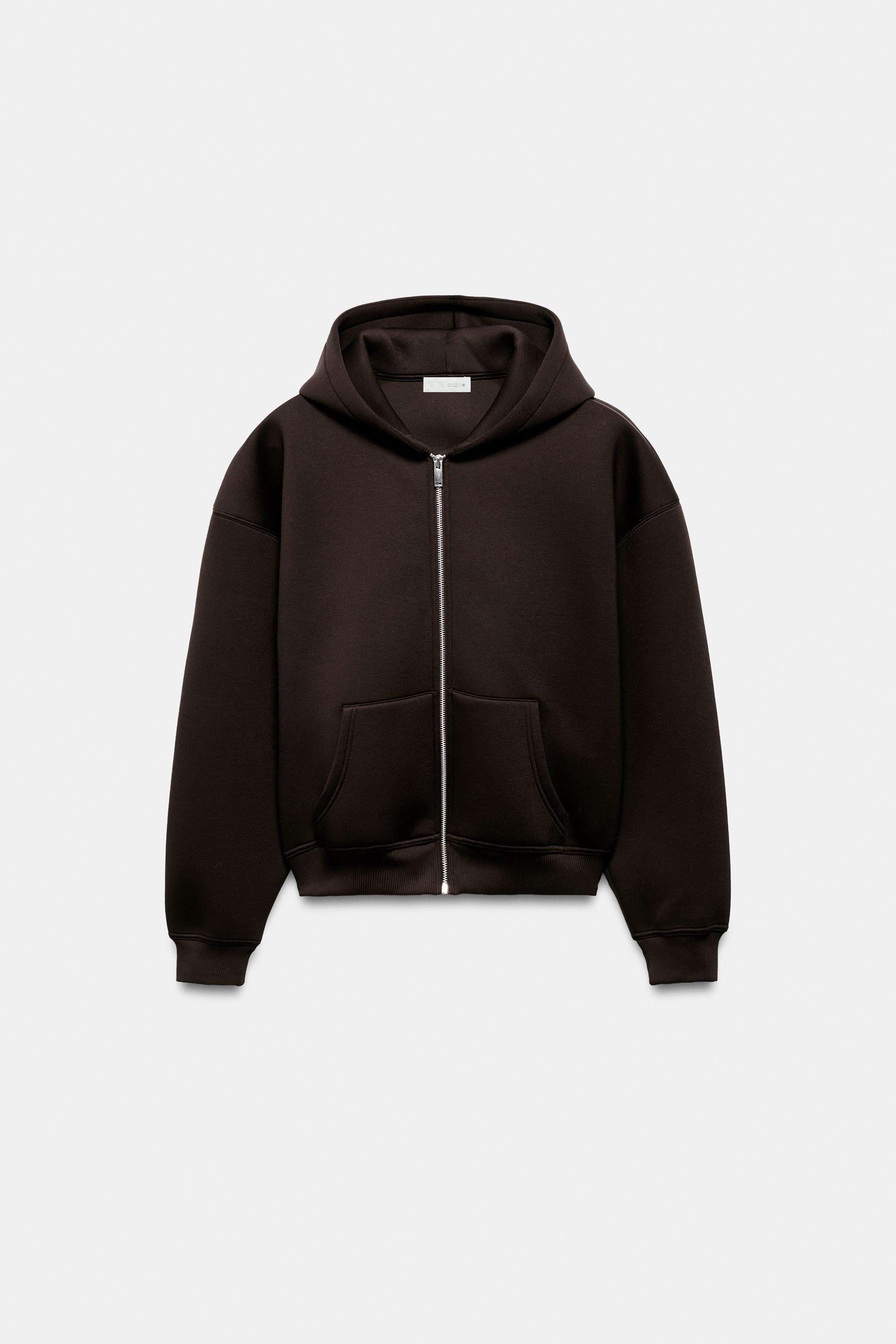 zara ネオプレンエフェクトフード付スウェットシャツ 国内完売 ZARA パーカー ネオプレン エフェクト ジャケット 8073/221
