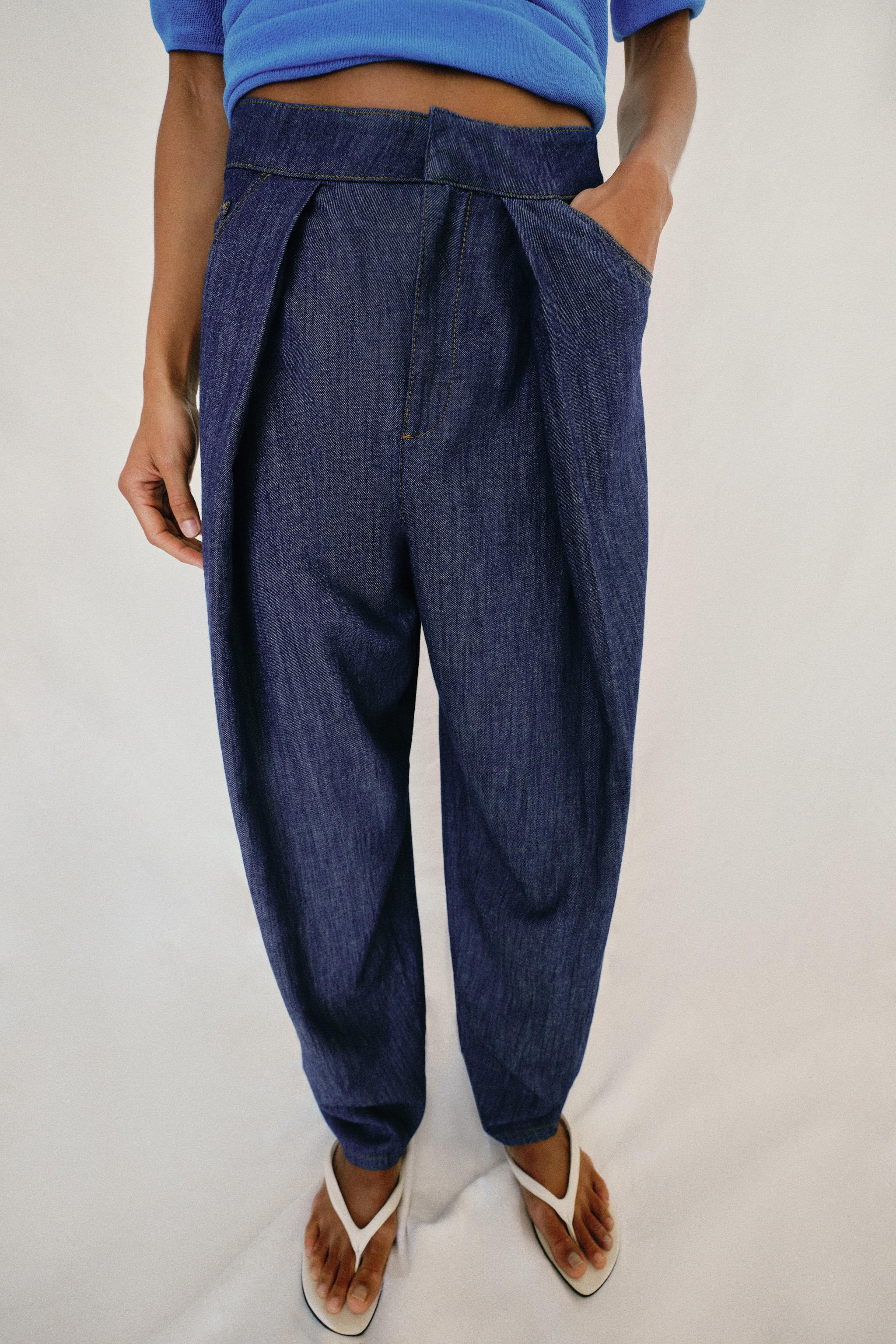 PLEATED LINEN PANTS — Indigo