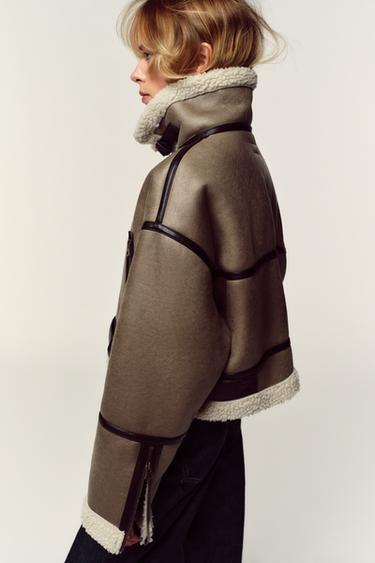 SHORT DOUBLE-FACED JACKET - Mink by Zara - Image 4