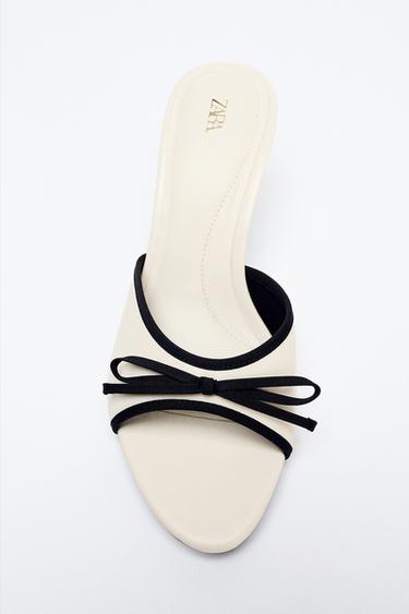SANDALIA TACÓN LAZO - blanco de Zara