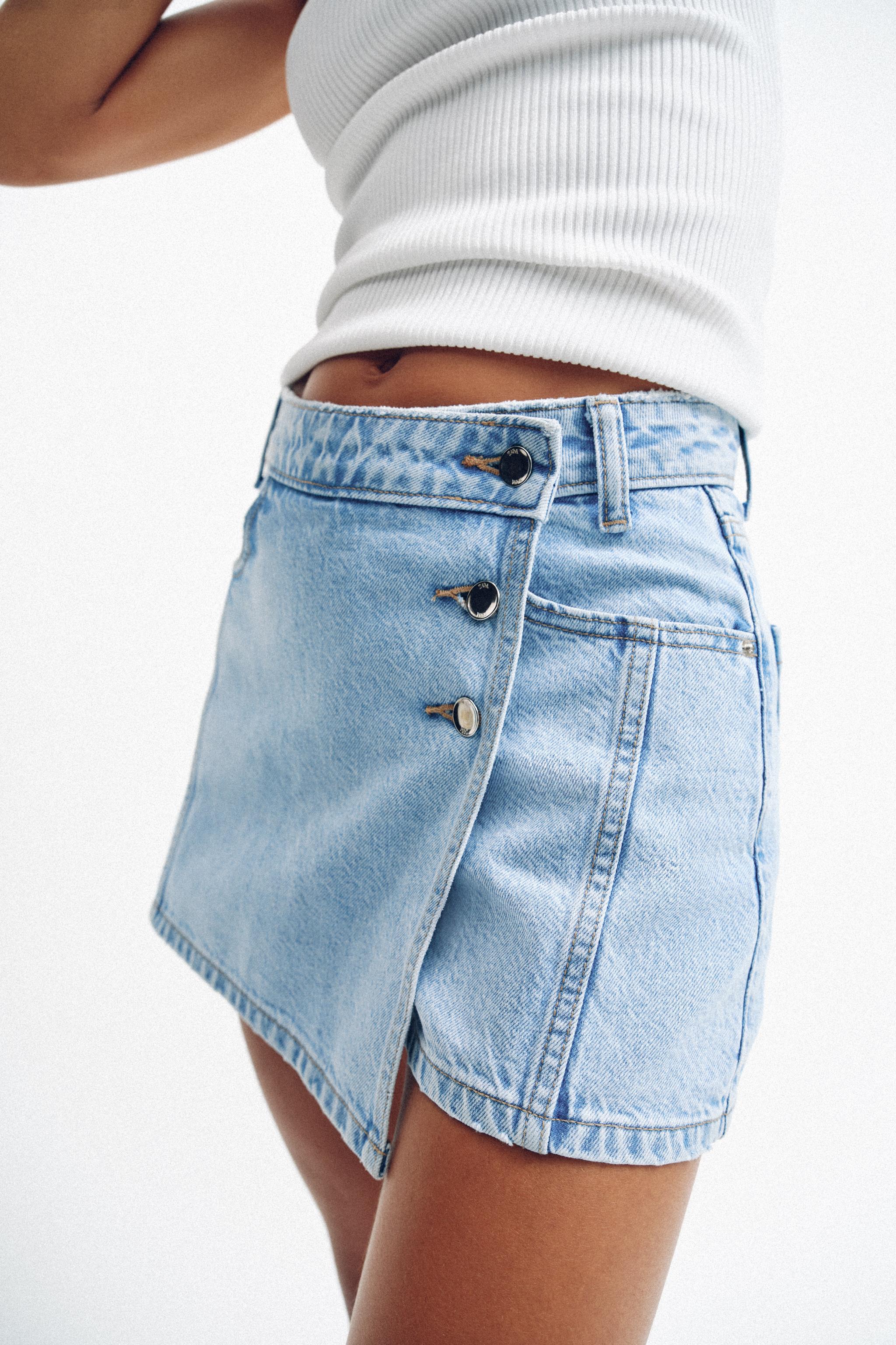 BUKSESKJØRT Z1975 I DENIM MED OMSLAG - Lyseblå | ZARA Norge / Norway