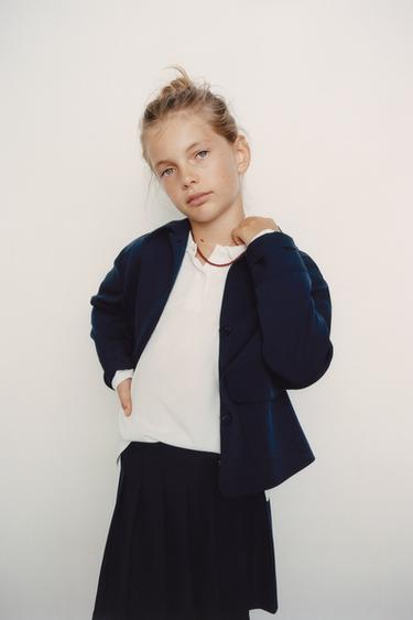 Zara PIQUÉ PETER PAN COLLAR POLO SHIRT - White