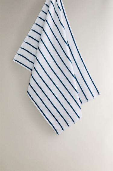 STRIPED COTTON TERRY TEA TOWEL - Blue by Zara