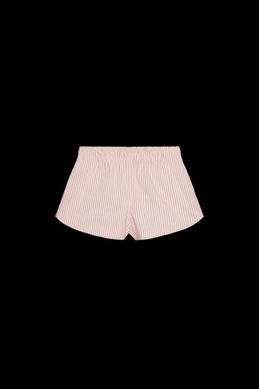 Zara MINI STRIPE SHORTS - Peach - Image 0