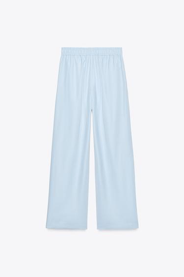 WIDE-LEG TROUSERS WITH ELASTIC WAIST - Light blue by Zara - Image 7