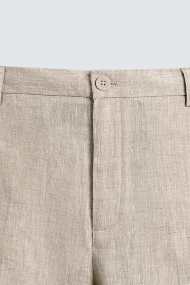 REGULAR FIT 100% LINEN TROUSERS - Light beige by Zara - Image 7