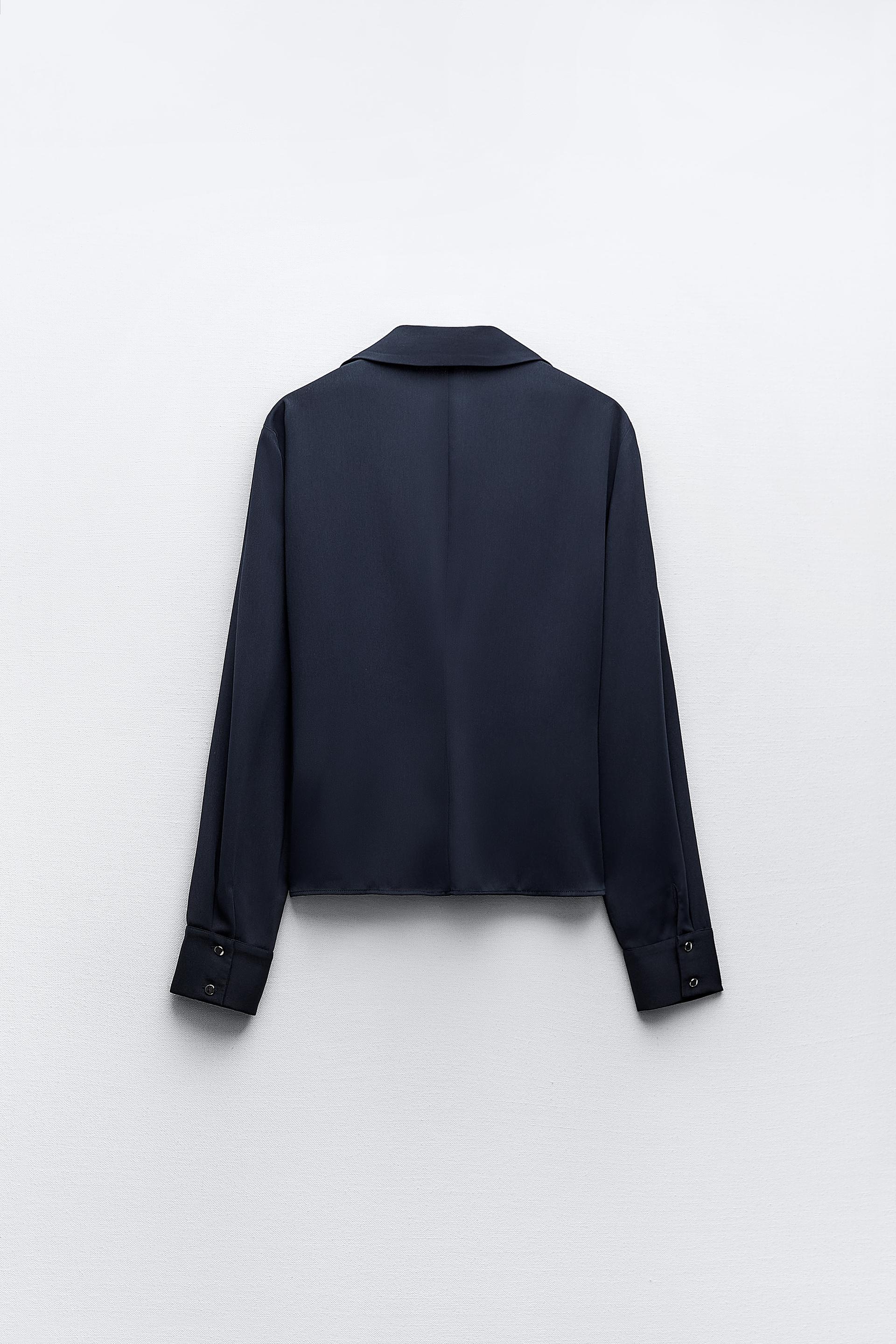 BLOUSE WITH FRONT KNOT - Navy blue