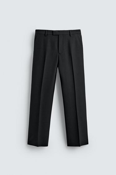 CELANA PANJANG STRAIGHT FIT BAHAN WOL - Hitam dari Zara