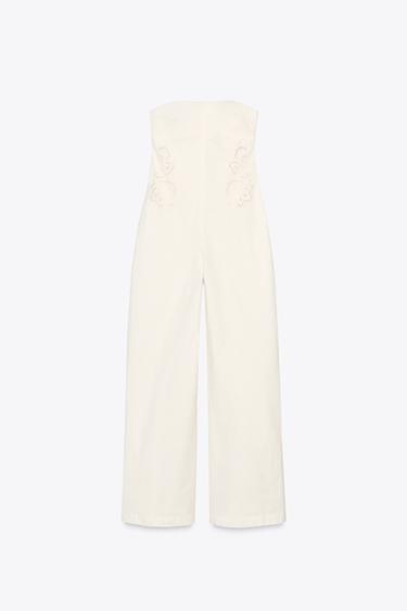 MACACÃO LONGO BORDADOS - Branco-marfim da Zara