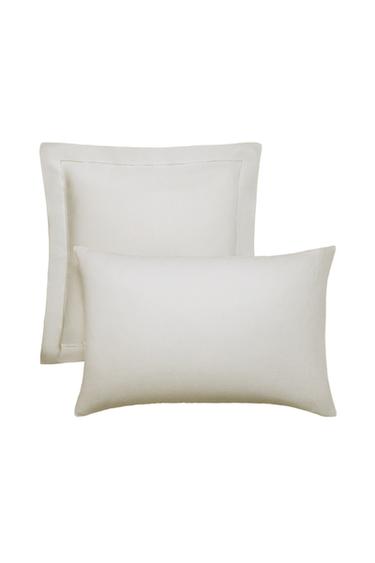 HEMSTITCHED LINEN PILLOWCASE - Білий Zara