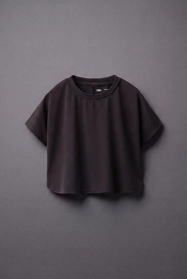 CAMISETA FLUIDA SPORTY CON MODAL - Gris antracita de Zara