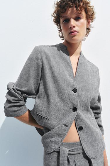 HOUNDSTOOTH PAREO TROUSERS ZW COLLECTION - Blue/White by Zara