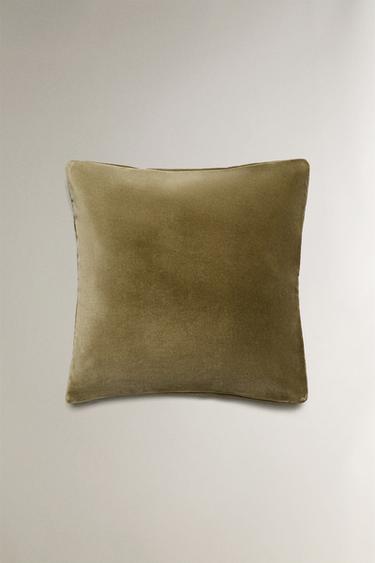 PLAIN VELVET CUSHION COVER - Green by Zara