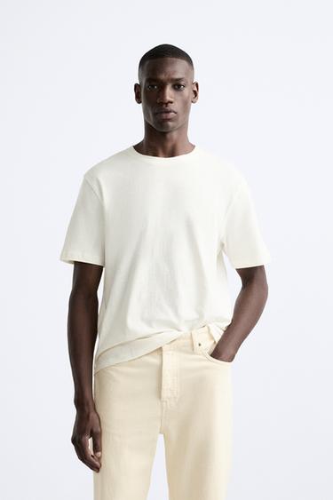 COTTON - HEMP T-SHIRT - Ecru by Zara