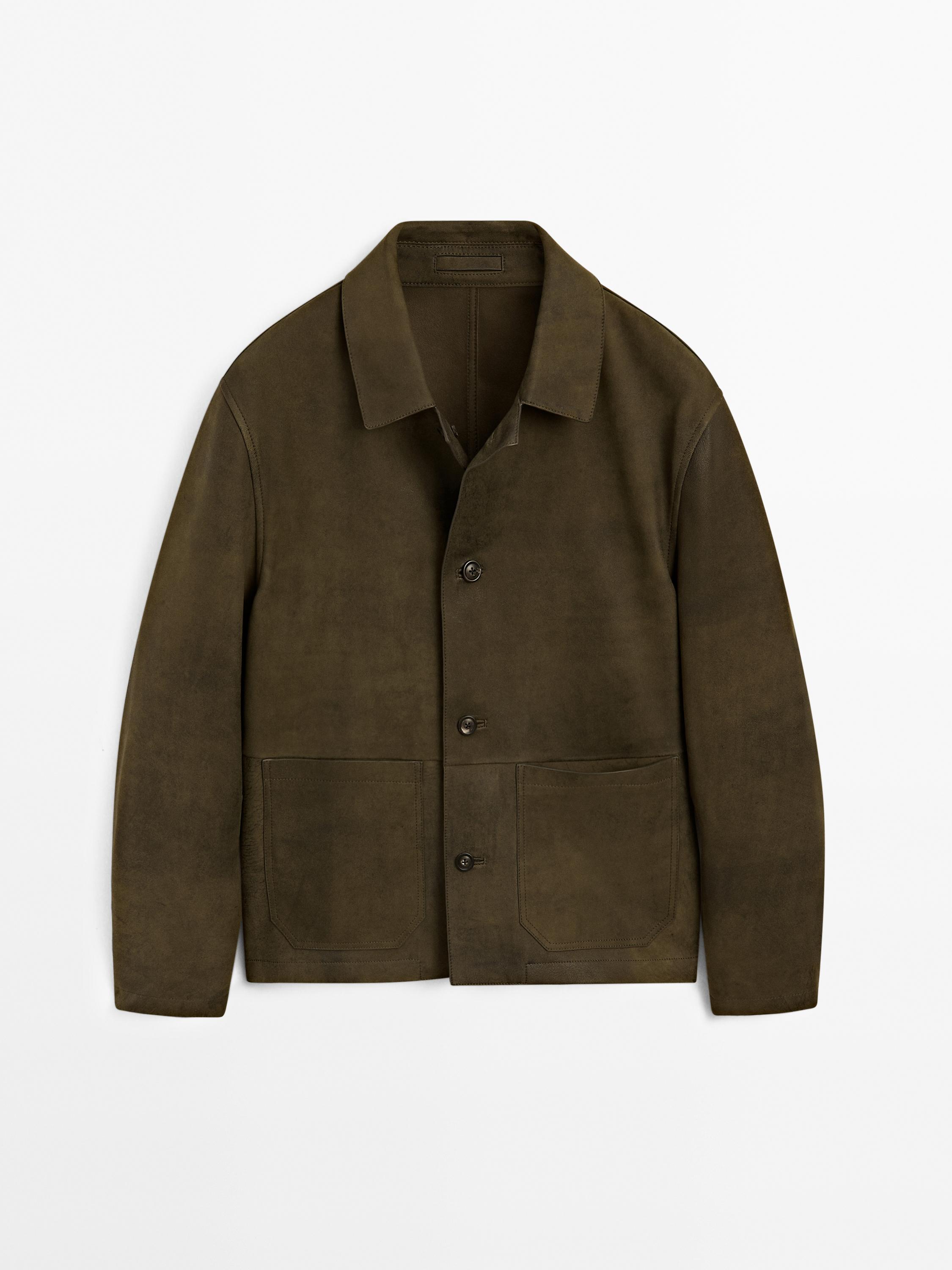 Distressed effect 100% sheepskin leather jacket