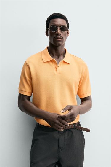 REGULAR FIT PIQUÉ POLO SHIRT - Orange by Zara