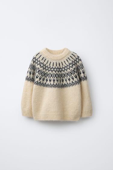 JACQUARD KNIT JUMPER WITH WOOL AND ALPACA - Vanilla by Zara
