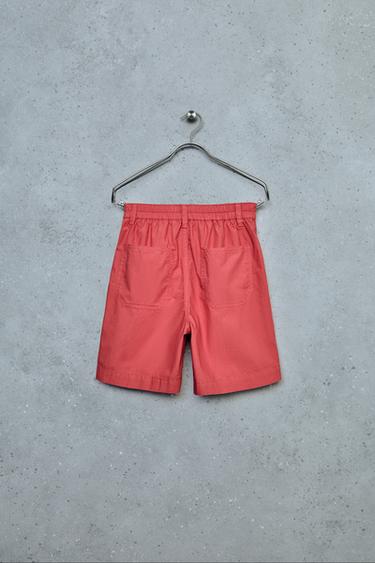 STORIESZ - POPLIN BERMUDA SHORTS WITH DARTS - Coral red by Zara - Image 1