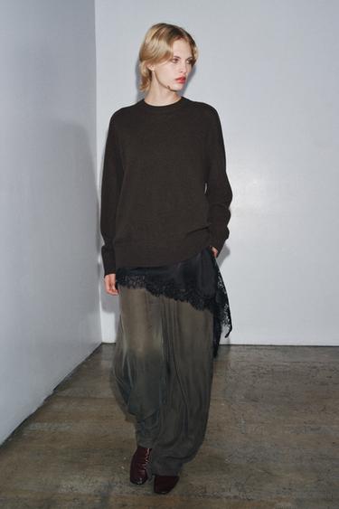 100% WOOL OVERSIZE SWEATER - Brown by Zara - Image 0