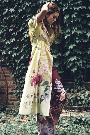 Zara FLORAL PRINT WIDE LEG PANTS - Multicolored