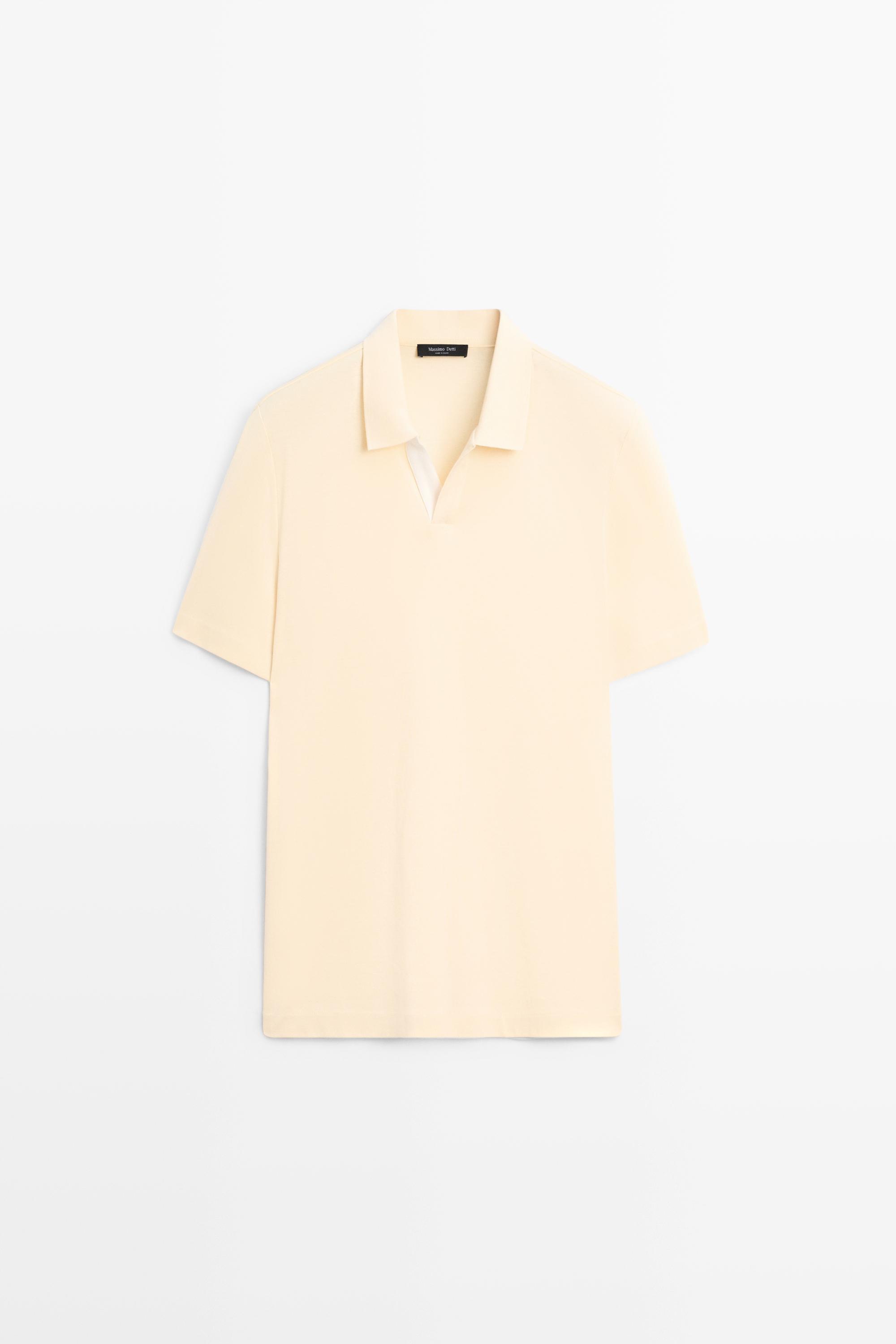 Short sleeve V-neck polo shirt — Yellow