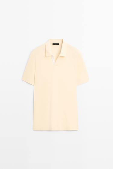 Short sleeve V-neck polo shirt — Yellow 1