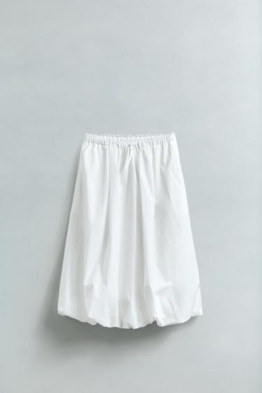 LACE BALLOON MIDI SKIRT - White by Zara