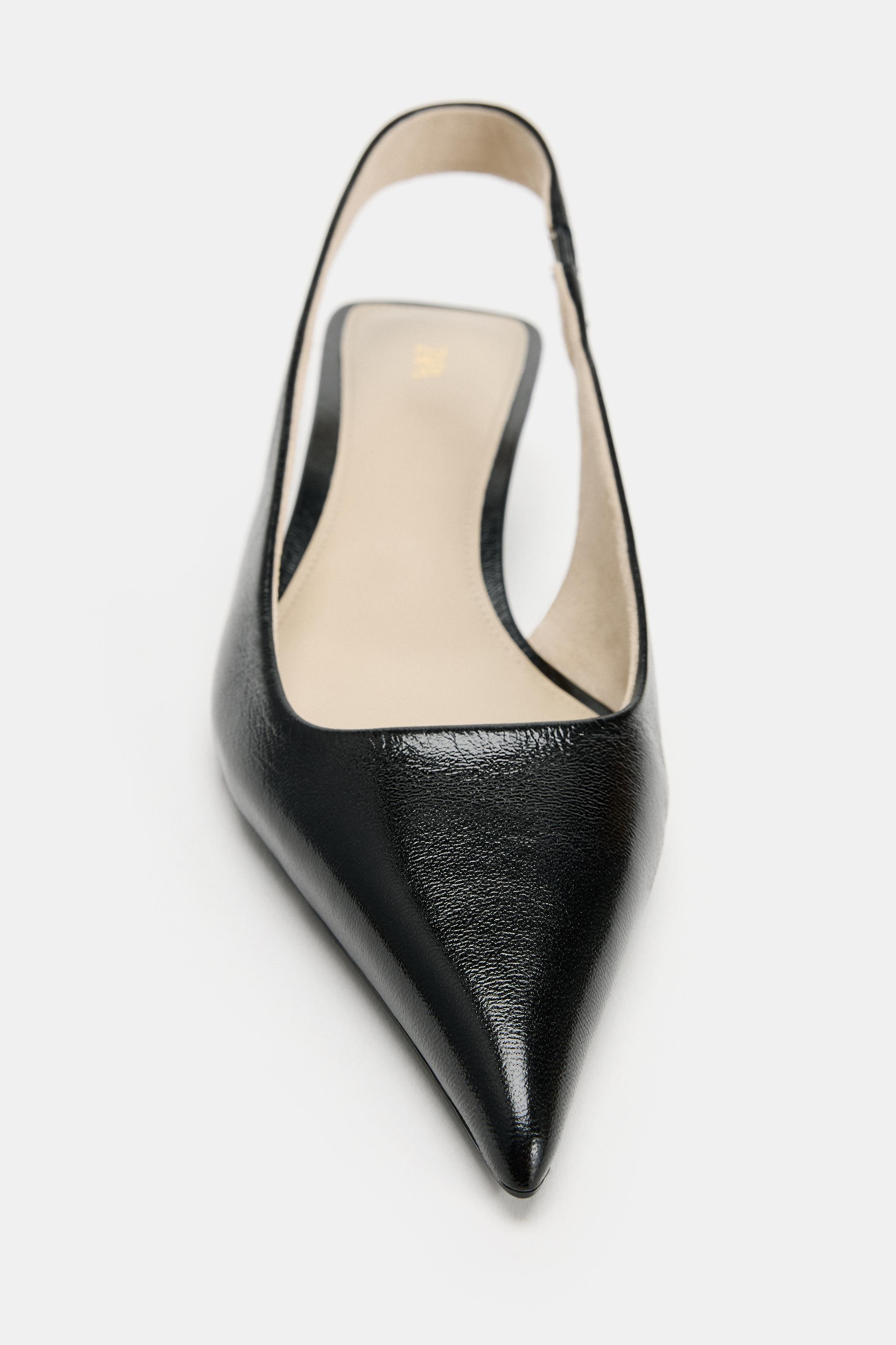 Обувь Zara LEATHER MINI WEDGE SLINGBACKS — фото 5